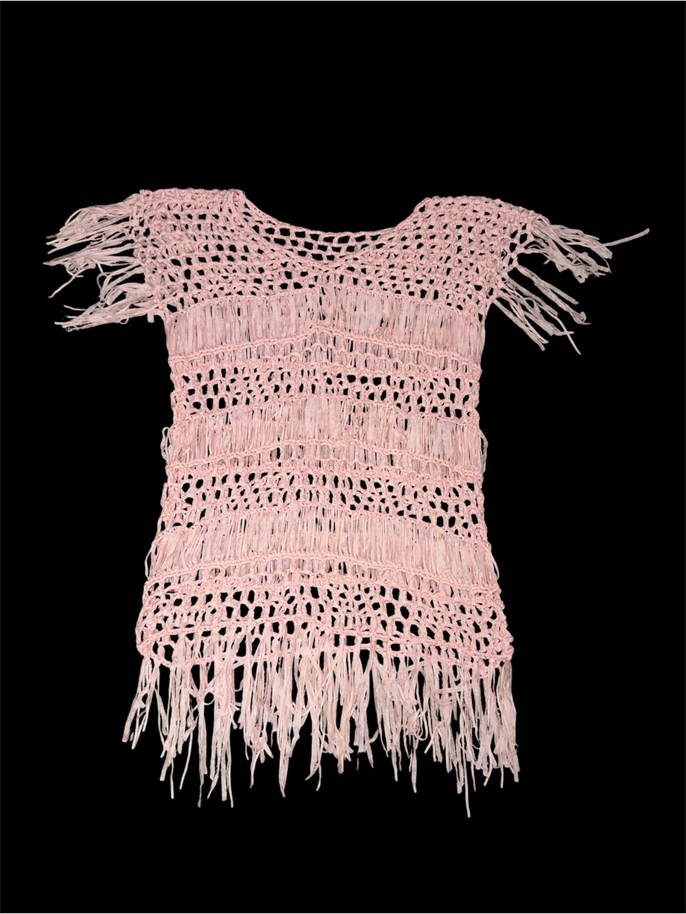 Pink Crochet Fringe Top